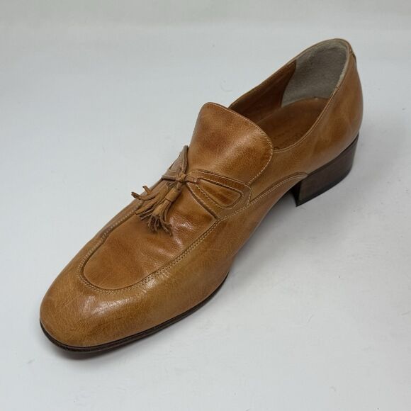 Jean Pier Clemente Loafers Mens 9.5 D Tan Brown Leather Tasseled Vintage Italy main image 10